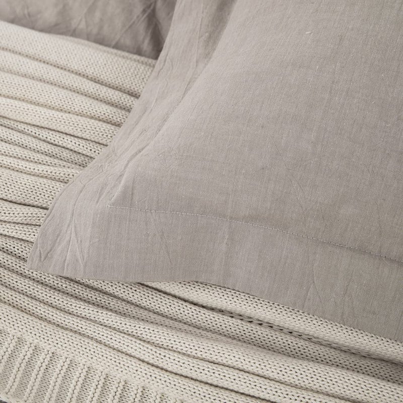 DAUAOTO Euro Shams Square Pillow Cushion Cover 2pc Set Washed Cotton 26"x26" Super Soft Decorative(Euro/Beige) - Image 2